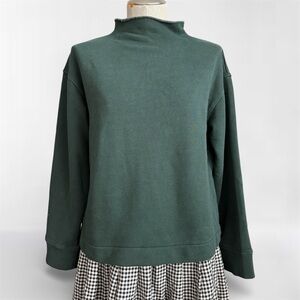 Madewell Forest Green Mock Neck Pullover Sweatshirt XS